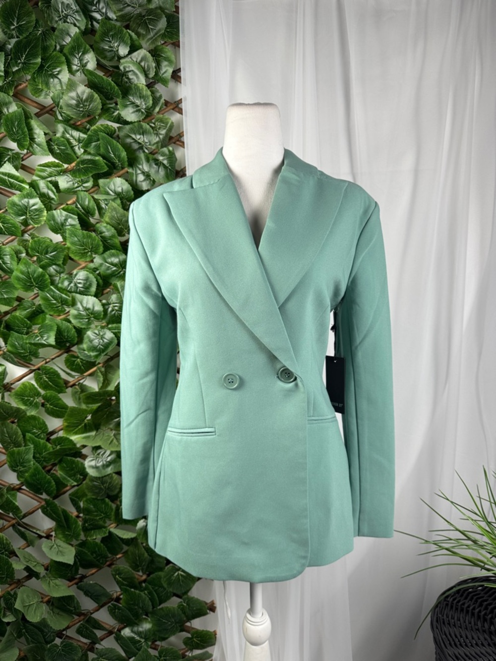 Forever 21 Mint Green Double-Breasted Blazer